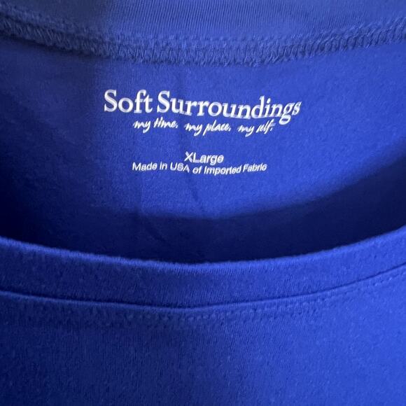 SOFT SURROUNDINGS Women's XL Short Sleeve T Shirt Mini Dress Adj Waist Blue USA - Picture 9 of 13